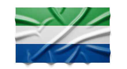 Obraz premium Sierra Leone Flag Waving with Realistic Texture and Shadows on White Background