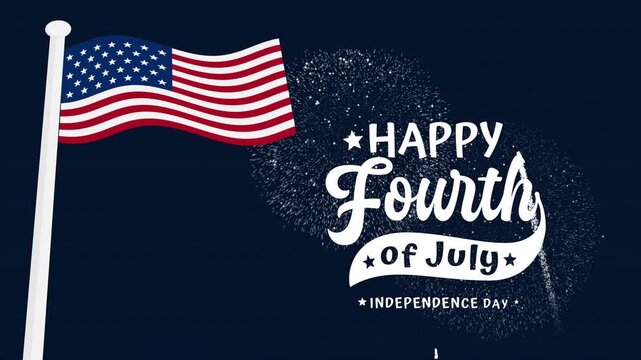 4th of july text with american flag celebrating independence day. Perfect for patriotic holiday designs and social media posts.