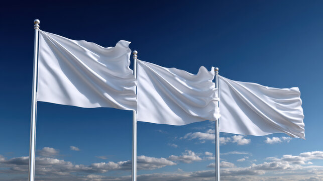 White flag blue sky cloudy sky flag pole fabric banner wind outdoor sky white