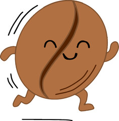 Fototapeta premium Cute Coffee Bean Running Character Energetic Illustration