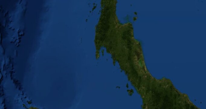 Phuket on Globe. Zoom into the island with Earth spinning in space. High detail physical world map with Phuket on it. Elements of this image furnished by NASA.