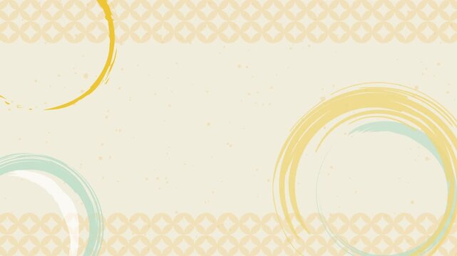 和柄（七宝）と筆書きの背景アニメーション　15秒ループ　色背景