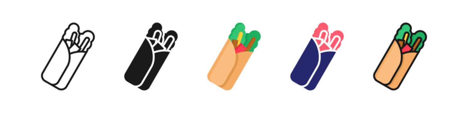 Shawarma Multiple Style Icon Set Collection. 