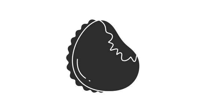 Black cookie with bite taken out.