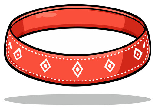 Red headband with white diamond pattern and decorative border for sports or fashion