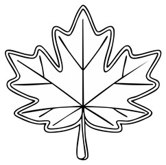 Obraz premium Detailed outline of a maple leaf with a thick border a simple and graphic illustration