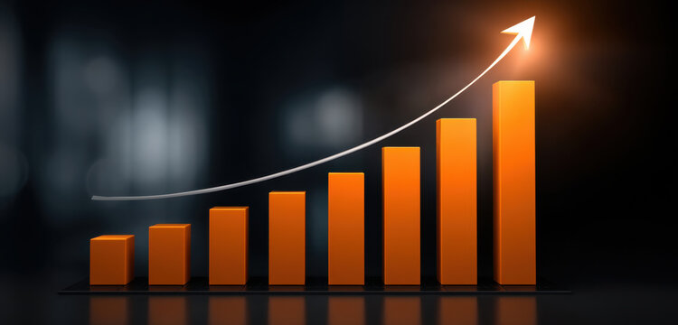 Upward graph growth chart rising arrow increase trend business growth financial growth success concept progress chart bar chart data analysis