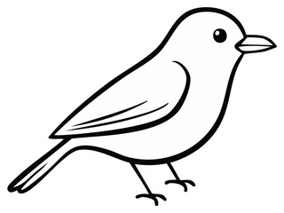Obraz premium Simple Outline Drawing of a Small Bird Standing