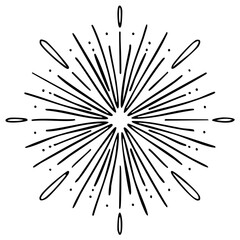 Obraz premium Sunburst burst starburst design element, vintage style. Radial lines, doodle, hand drawn.