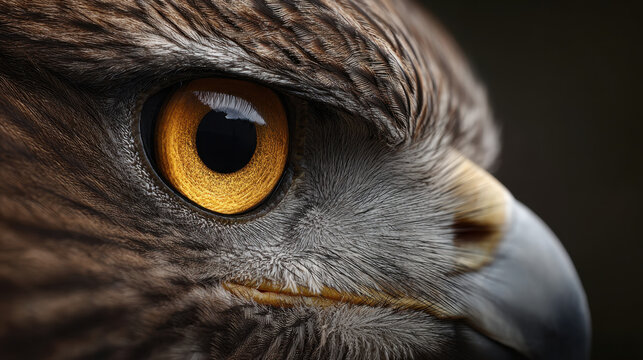 Close up eye eagle bird feather beak golden iris wildlife raptor sharp detail macro portrait predatory animal avian stare brown plumage hunting nature alert vision intense focused majestic closeup