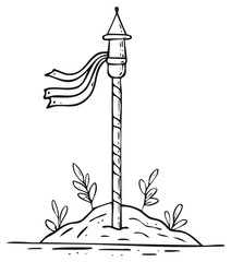 Fototapeta premium Sketch style decorated post marking the spot in the ground