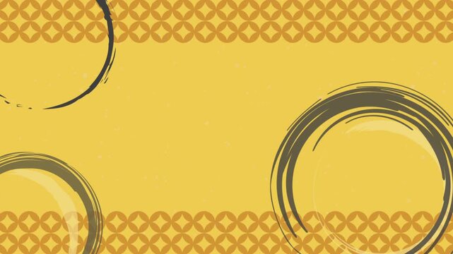 和柄（七宝）と筆書きの背景アニメーション　15秒ループ　色背景