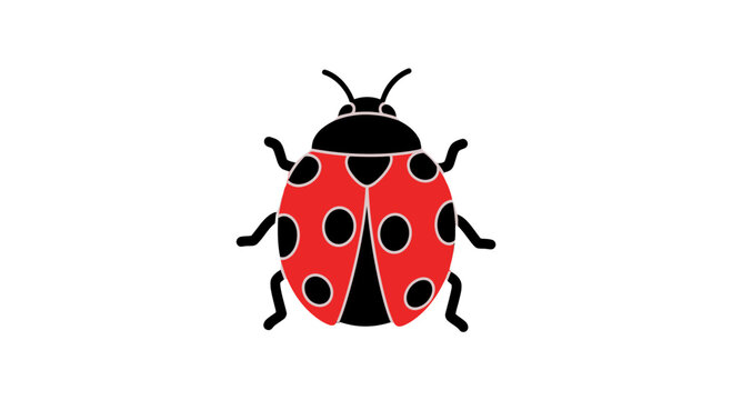 Red Ladybug with Black Spots Illustration.