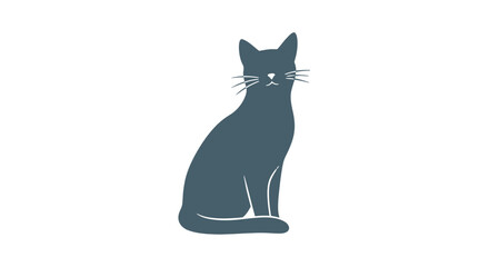 Grey Cat Sitting Illustration Simple Design. © Aga