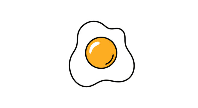 Simple Line Drawing of Fried Egg.