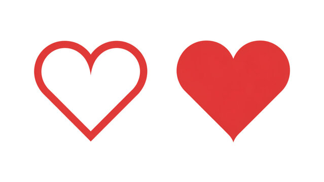 Two simple red heart icons side by side Vector
