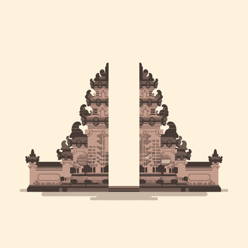 Minimalist Balinese Candi Bentar Gate Illustration
