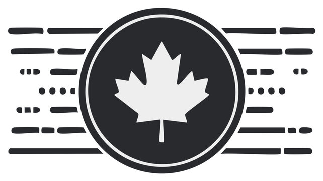 Canadian Maple Leaf Icon within a Circle with Morse Code in Background