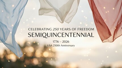 Naklejka premium Commemorating 250 Years of Freedom: Semiquincentennial Celebration 1776-2026 in Honor of USA's Heritage