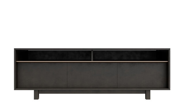 Black Modern TV Stand Against Black Background