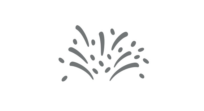 Simple Black Fireworks Illustration on White.