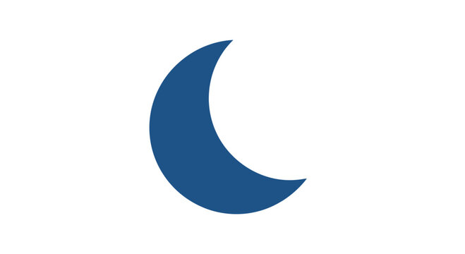 Blue Crescent Moon Icon Symbol.