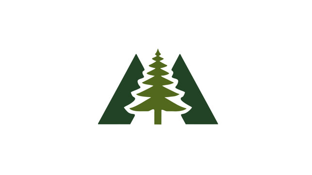 Abstract illustration of a green pine tree design on white background