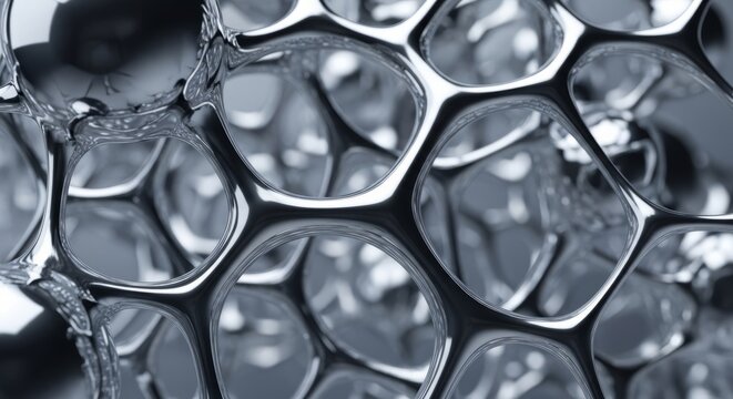 Abstract Metallic Hexagonal Structure Close-up Macro Shot