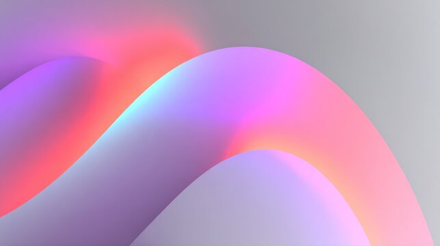 Abstract fluid shapes exhibit vibrant neon gradients against a light background