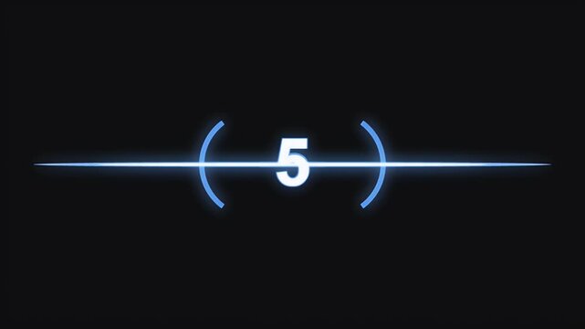 Minimalist digital countdown timer featuring glowing blue HUD elements and white numbers for video intros