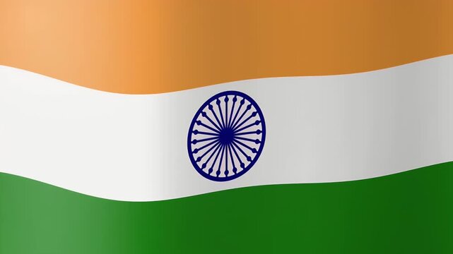 National flag of India with saffron white and green stripes waving gracefully as a symbol of patriotism and pride.