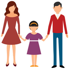 Obraz premium Family Portrait: A stylized illustration of a family of three, parents and child, holding hands and standing together, evoking feelings of unity and love.