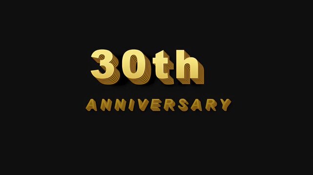 Elegant golden three dimensional text celebrating a thirtieth anniversary with a stylish layered font design