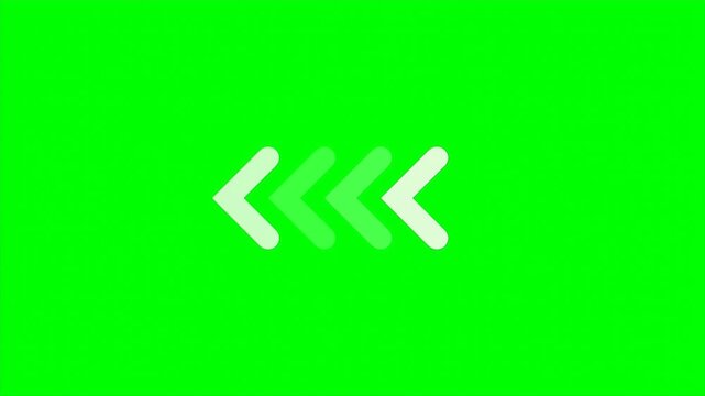 White chevron arrows pointing left flashing in a continuous loop for video editing and navigation