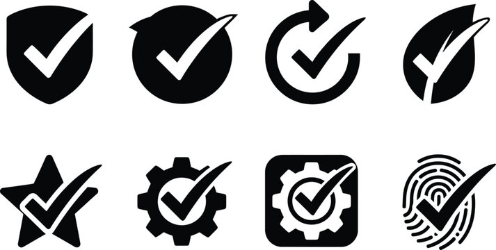 Check mark icon set. Check box icon with right and  buttons.