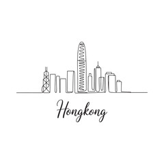 Fototapeta premium hong kong skyline in continuous line art
