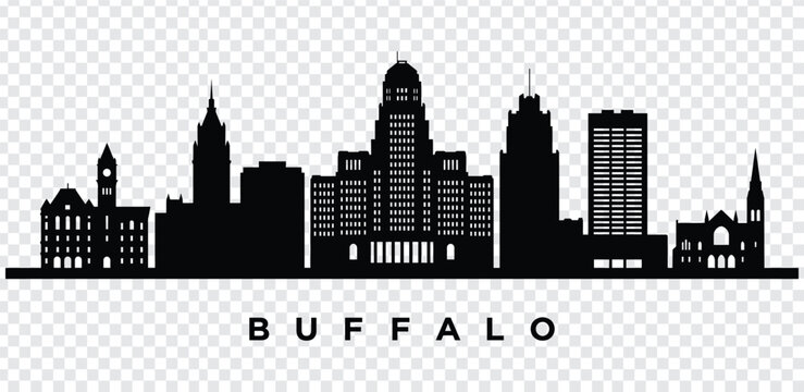 Black silhouette of buffalo city skyline