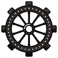 Obraz premium Stylized industrial gear or cogwheel with spokes and rivets vector icon