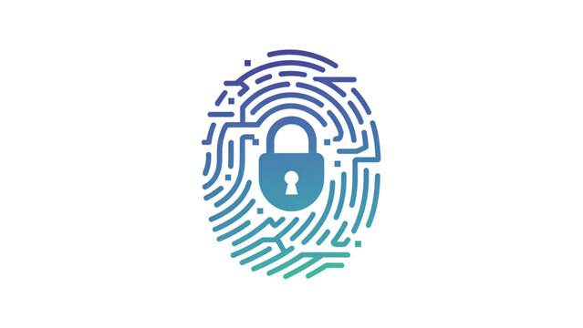Fingerprint with padlock icon symbolizing security and privacy Vector
