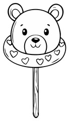 Obraz premium Cute Teddy Bear Lollipop with Heart Decoration