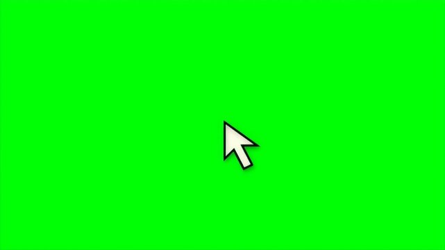 A computer mouse cursor arrow performs a double click action with a circular ripple effect on a green screen.