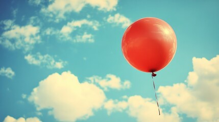 Obraz premium Bright Red Balloon Floating in Sky