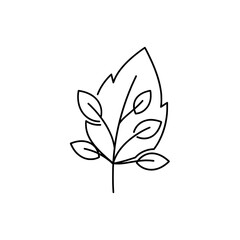 Fototapeta premium A minimalist line drawing of a leaf on a white background silhouette