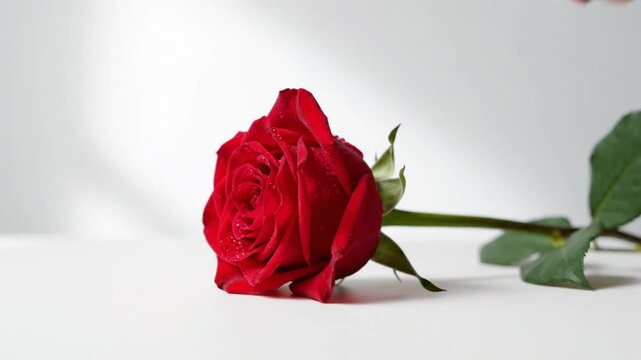 Minimal single flower gently placed isolated on clean background soft natural commercial aesthetic