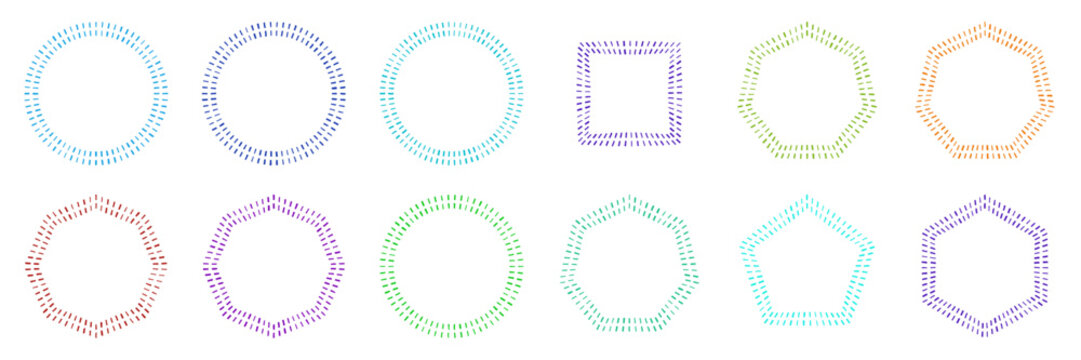 Hand-drawn style geometric frames and borders for minimalist digital scrapbooking and stationery design