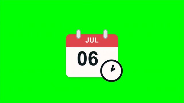 Animated calendar icon showing July 6th with a clock indicating time passing for scheduling and deadlines