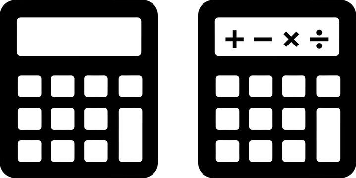 black calculator and math symbols flat design vector illustration