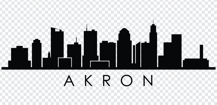 Black silhouette of akron city skyline