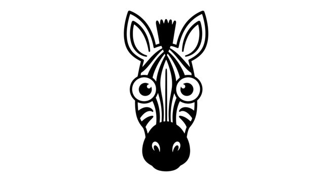 Black and White Zebra Face Illustration.