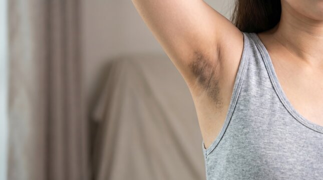 Woman Showing Underarm Skin Hyperpigmentation